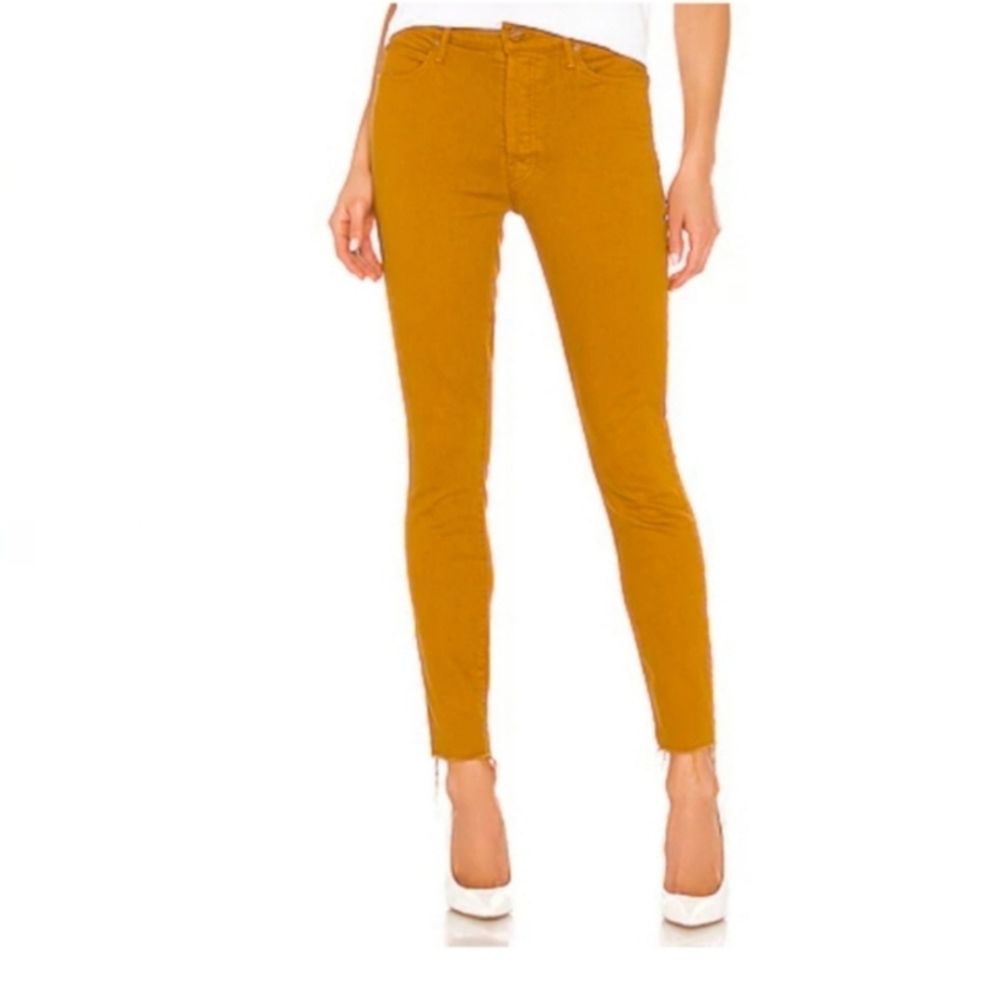 Mother The Stunner Ankle Fray High Rise Play Date Buckthorn Brown Skinny Jean 26
